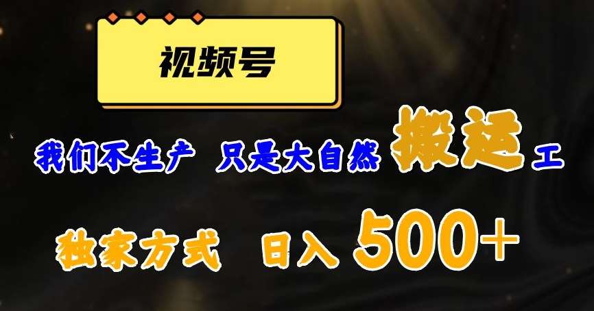视频号轻松搬运日赚500+，一个1分钟1条原创视频【揭秘】网赚项目-副业赚钱-互联网创业-资源整合南风学院