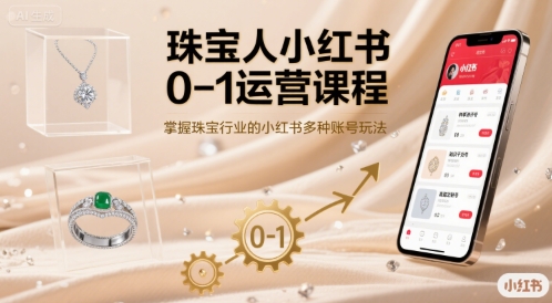 珠宝人小红书0-1运营课程，掌握珠宝行业的小红书多种账号玩法网赚项目-副业赚钱-互联网创业-资源整合南风学院