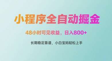 微信小程序全自动掘金，48小时可见收益，日入多张，长期稳定靠谱，小白宝妈轻松上手【揭秘】网赚项目-副业赚钱-互联网创业-资源整合南风学院