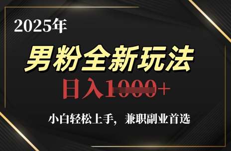 2025年男粉全新玩法，小白轻松上手，兼职副业首选，轻轻松松日入1k+网赚项目-副业赚钱-互联网创业-资源整合南风学院