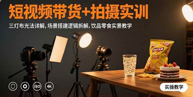 （15540期）短视频带货+拍摄实训：三灯布光法详解,场景搭建逻辑拆解,饮品零食实景教学网赚项目-副业赚钱-互联网创业-资源整合南风学院