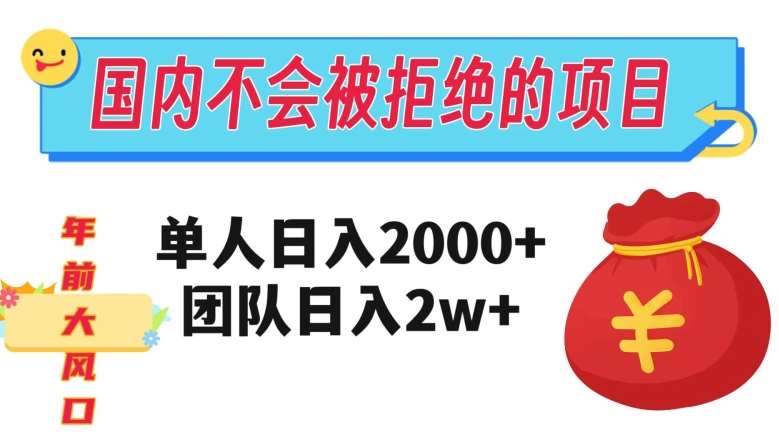 在国内不怕被拒绝的项目，单人日入2000，团队日入20000+【揭秘】网赚项目-副业赚钱-互联网创业-资源整合南风学院