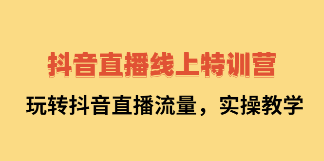 抖音直播线上特训营：玩转抖音直播流量，实操教学网赚项目-副业赚钱-互联网创业-资源整合南风学院
