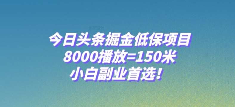 今日头条掘金低保项目，8000播放=150米，小白副业首选【揭秘】网赚项目-副业赚钱-互联网创业-资源整合南风学院