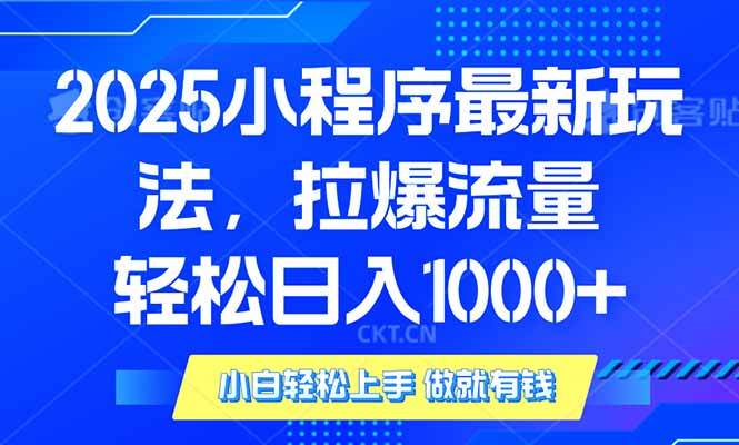 （14028期）2025年小程序最新玩法，流量直接拉爆，单日稳定变现1000+网赚项目-副业赚钱-互联网创业-资源整合南风学院