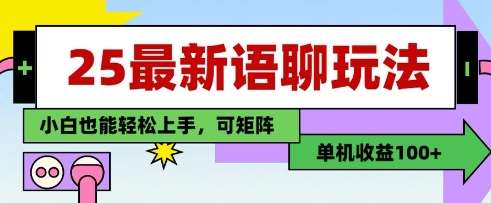 25年最新语聊玩法，纯手工，单机收益100+，小白也能轻松上手，可矩阵操作网赚项目-副业赚钱-互联网创业-资源整合南风学院