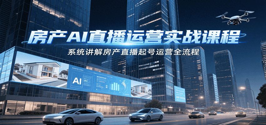 房产AI直播运营实战课程，系统讲解房产直播起号运营全流程网赚项目-副业赚钱-互联网创业-资源整合南风学院