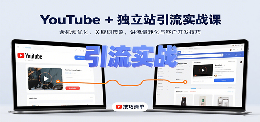 YouTube+独立站引流实战课：含视频优化、关键词策略，讲流量转化与客户开发技巧网赚项目-副业赚钱-互联网创业-资源整合南风学院