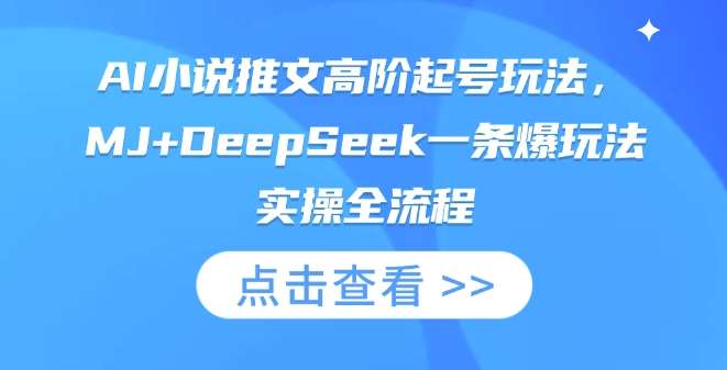 AI小说推文高阶起号玩法，MJ+DeepSeek一条爆玩法实操全流程网赚项目-副业赚钱-互联网创业-资源整合南风学院