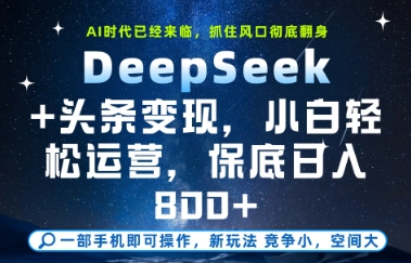 DeepSeek+头条变现，保姆级教学，小白轻松上手，日入8张+【揭秘】网赚项目-副业赚钱-互联网创业-资源整合南风学院