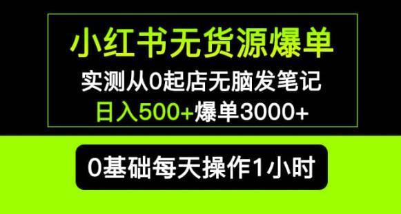 小红书无货源爆单实测从0起店无脑发笔记爆单3000+长期项目可多店网赚项目-副业赚钱-互联网创业-资源整合南风学院