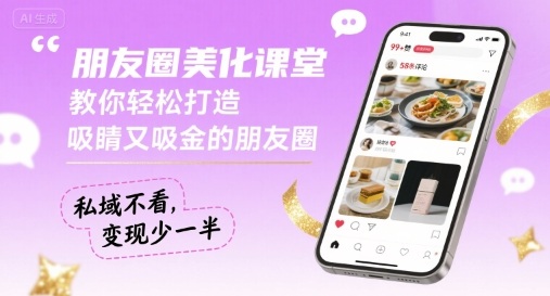 朋友圈美化课堂，教你轻松打造，吸睛又吸金的朋友圈，私域不看，变现少一半网赚项目-副业赚钱-互联网创业-资源整合南风学院