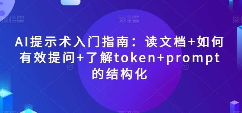 AI提示术入门指南：读文档+如何有效提问+了解token+prompt的结构化【揭秘】网赚项目-副业赚钱-互联网创业-资源整合南风学院