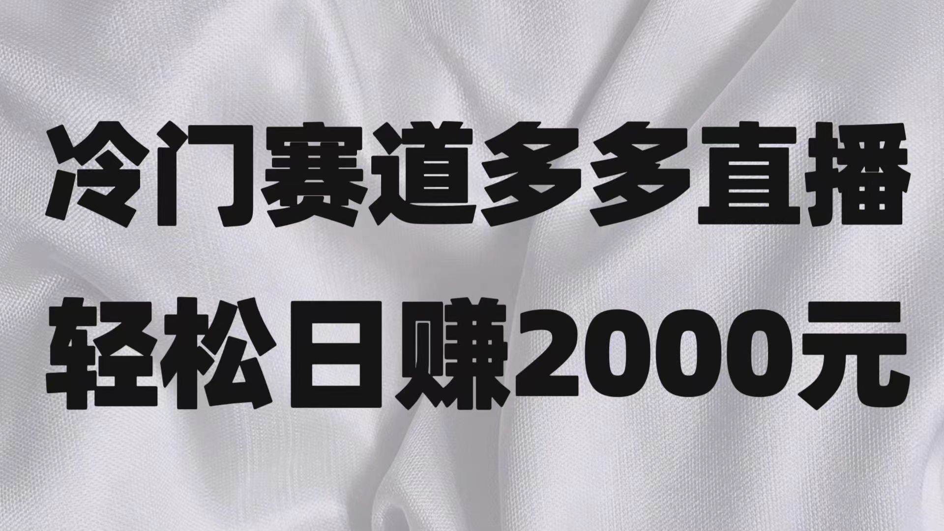 冷门赛道拼多多直播项目,简单念稿子,日收益2000+网赚项目-副业赚钱-互联网创业-资源整合南风学院