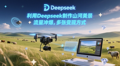 利用Deepseek制作山河美景,流量冲爆,多张变现方式
