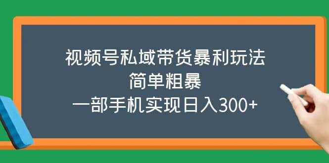 视频号私域带货暴利玩法，简单粗暴网赚项目-副业赚钱-互联网创业-资源整合南风学院