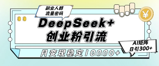 DeepSeek+创业粉精准引流，全新分享课4.0玩法，AI矩阵日引300+，多种变现方式，稳定月入1W网赚项目-副业赚钱-互联网创业-资源整合南风学院