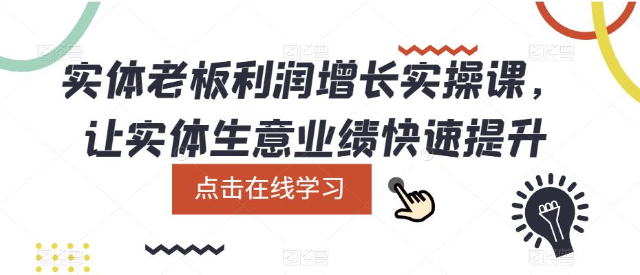 实体老板利润增长实操课，让实体生意业绩快速提升网赚项目-副业赚钱-互联网创业-资源整合南风学院