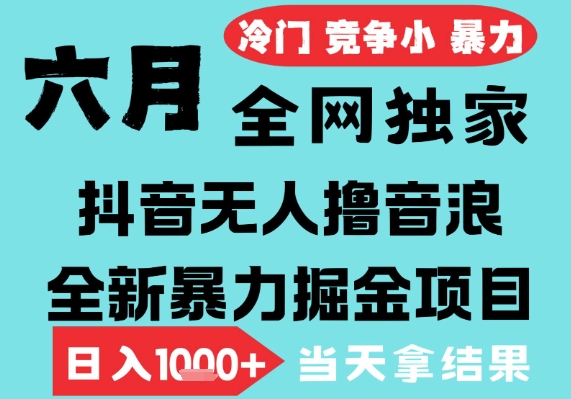 2025年6月高爆抖音无人直播最新撸音浪掘金项目，无脑日入1k+，低门槛小白可做，可矩阵放大【揭秘】网赚项目-副业赚钱-互联网创业-资源整合南风学院