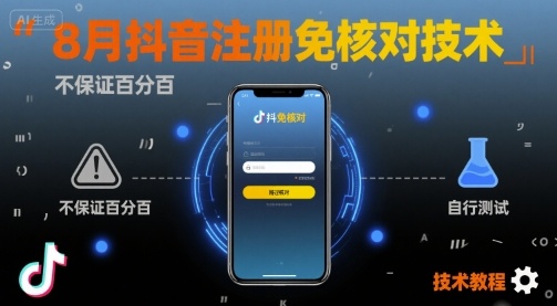 8月抖音注册免核对技术，不保证百分百，自测网赚项目-副业赚钱-互联网创业-资源整合南风学院