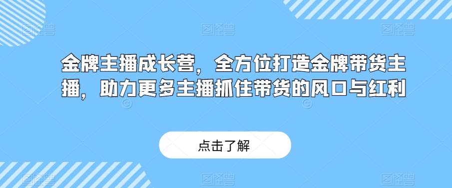 金牌主播成长营，全方位打造金牌带货主播，助力更多主播抓住带货的风口与红利网赚项目-副业赚钱-互联网创业-资源整合南风学院