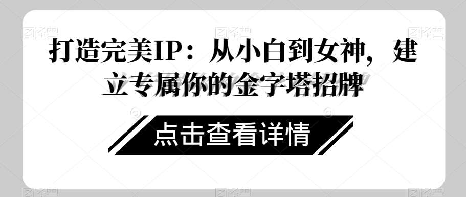 打造完美IP：从小白到女神，建立专属你的金字塔招牌网赚项目-副业赚钱-互联网创业-资源整合南风学院