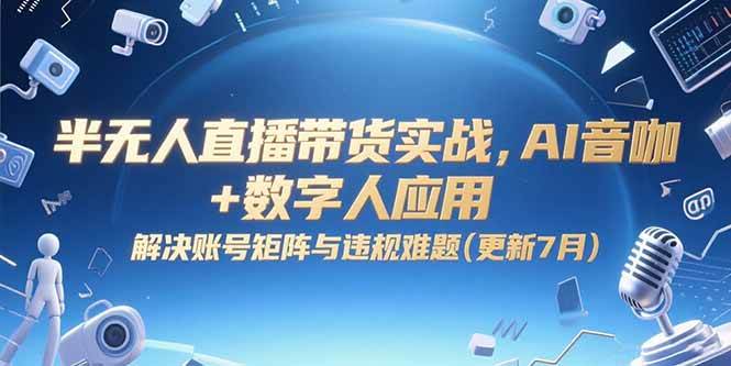（15280期）半无人直播带货实战，AI音咖+数字人应用 解决账号矩阵与违规难题(更新7月)网赚项目-副业赚钱-互联网创业-资源整合南风学院