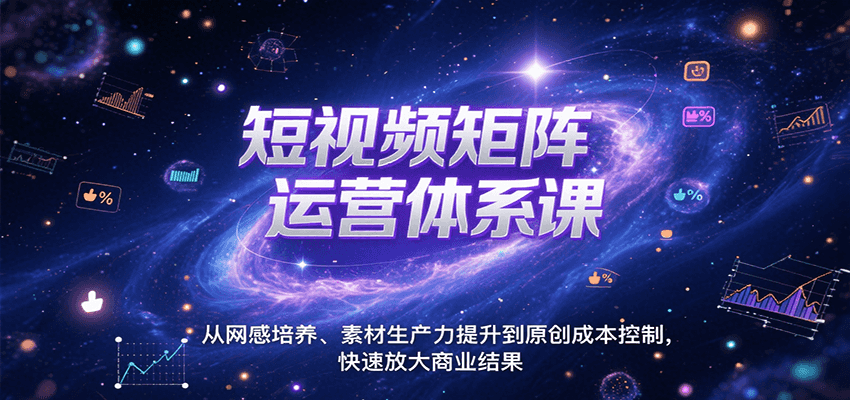 短视频矩阵运营体系课，从网感培养、素材生产力提升到原创成本控制，快速放大商业结果网赚项目-副业赚钱-互联网创业-资源整合南风学院