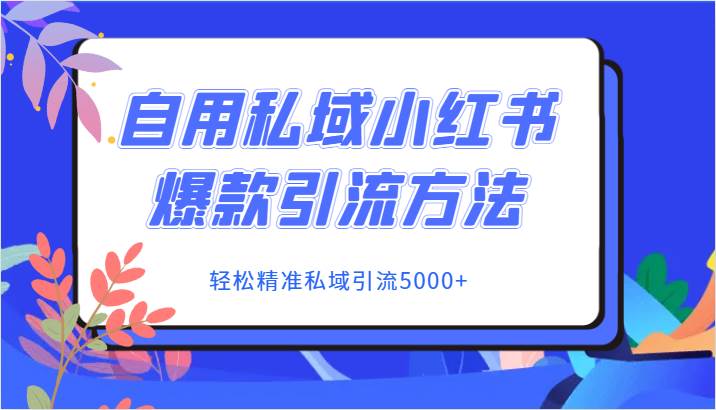 自用私域小红书爆款引流方法，轻松精准私域引流5000+网赚项目-副业赚钱-互联网创业-资源整合南风学院