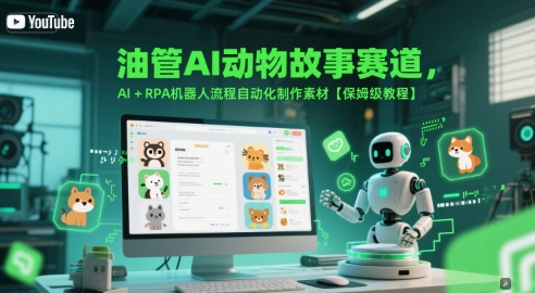 油管AI动物故事赛道，AI+RPA机器人流程自动化制作素材【保姆级教程】网赚项目-副业赚钱-互联网创业-资源整合南风学院