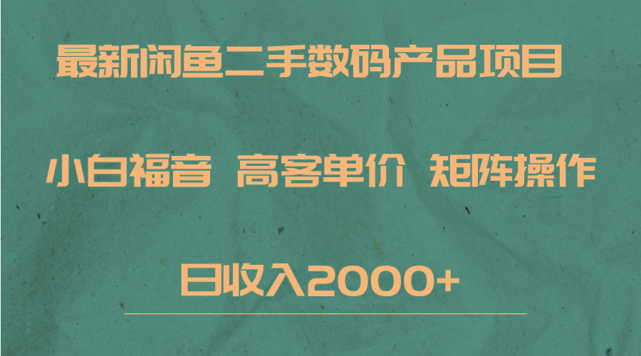 最新闲鱼二手数码赛道，小白福音，高客单价，矩阵操作，日收入2000+网赚项目-副业赚钱-互联网创业-资源整合南风学院