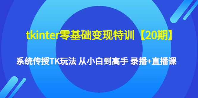 tkinter零基础变现特训【20期】系统传授TK玩法 从小白到高手 录播+直播课网赚项目-副业赚钱-互联网创业-资源整合南风学院