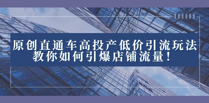 （8197期）2023直通车高投产低价引流玩法，教你如何引爆店铺流量！网赚项目-副业赚钱-互联网创业-资源整合南风学院