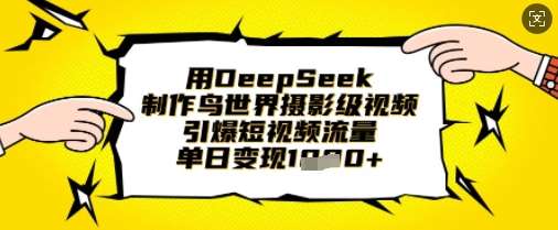 用DeepSeek制作鸟世界摄影级视频,引爆短视频流量,单日变现1k网赚项目-副业赚钱-互联网创业-资源整合南风学院