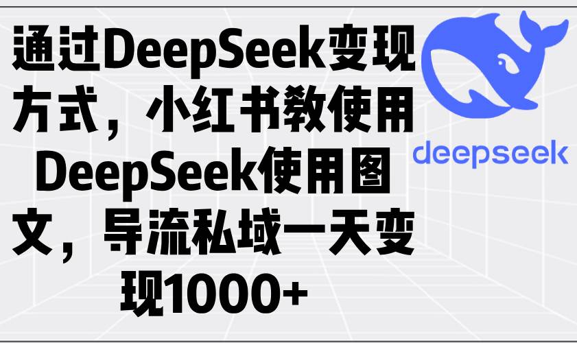 （14179期）通过DeepSeek变现方式，小红书教使用DeepSeek图文，导流私域一天变现1000+网赚项目-副业赚钱-互联网创业-资源整合南风学院
