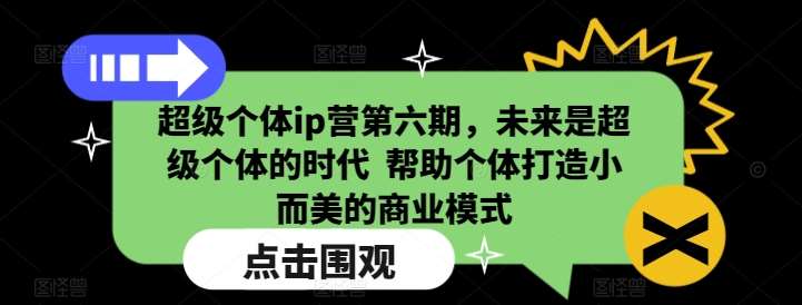 超级个体ip营第六期，未来是超级个体的时代  帮助个体打造小而美的商业模式网赚项目-副业赚钱-互联网创业-资源整合南风学院