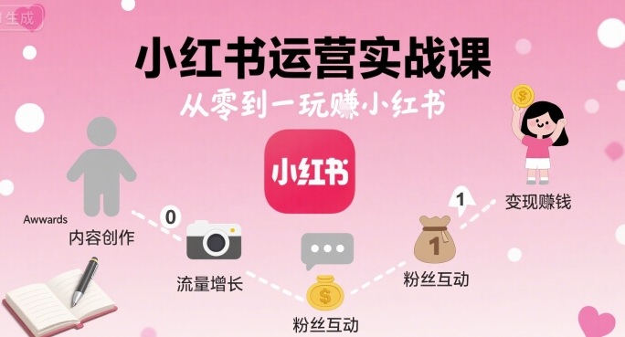 小红书运营实战课，从零到一玩賺小红书网赚项目-副业赚钱-互联网创业-资源整合南风学院