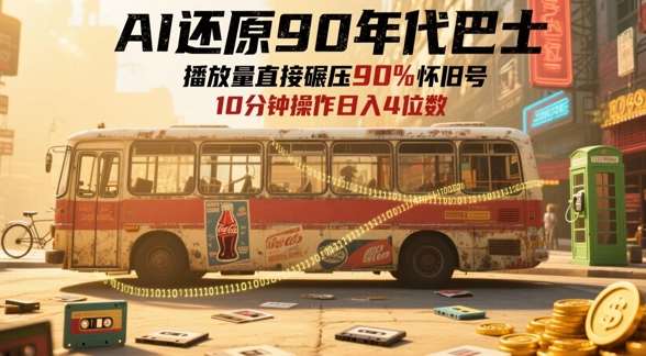 AI还原90年代巴士，一帧就让70后泪崩，播放量直接碾压90%怀旧号，每天操作十分钟，日入四位数网赚项目-副业赚钱-互联网创业-资源整合南风学院