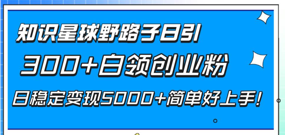 （8315期）知识星球野路子日引300+白领创业粉，日稳定变现5000+简单好上手！网赚项目-副业赚钱-互联网创业-资源整合南风学院