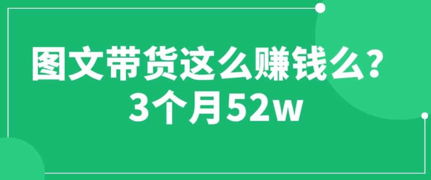 图文带货这么赚钱么? 3个月52W 图文带货运营加强课【揭秘】网赚项目-副业赚钱-互联网创业-资源整合南风学院