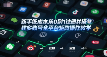 新手低成本从0到1注册并搭建多账号全平台矩阵操作教学，手机号-邮箱-IP-工具网赚项目-副业赚钱-互联网创业-资源整合南风学院