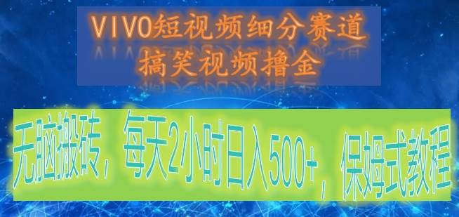 VIVO短视频细分赛道，搞笑视频撸金，无脑搬砖，每天2小时日入500+，保姆式教程网赚项目-副业赚钱-互联网创业-资源整合南风学院