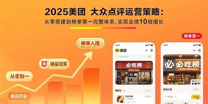 （15602期）2025美团 大众点评运营策略:从零搭建到榜单第一完整体系,实现业绩10倍增长网赚项目-副业赚钱-互联网创业-资源整合南风学院