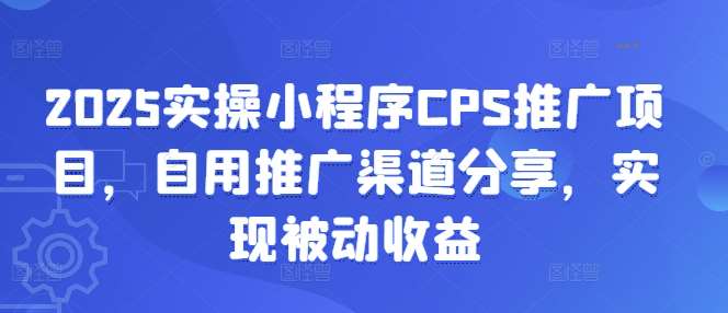 2025实操小程序CPS推广项目，自用推广渠道分享，实现被动收益网赚项目-副业赚钱-互联网创业-资源整合南风学院