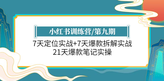 小红书训练营/第九期：7天定位实战+7天爆款拆解实战，21天爆款笔记实操网赚项目-副业赚钱-互联网创业-资源整合南风学院