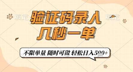 验证码录入，几秒钟一单，只需一部手机即可开始，随时随地可做，每天5张+【揭秘】网赚项目-副业赚钱-互联网创业-资源整合南风学院