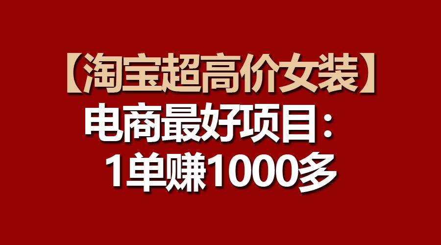 【淘宝超高价女装】电商最好项目:一单赚1000多网赚项目-副业赚钱-互联网创业-资源整合南风学院
