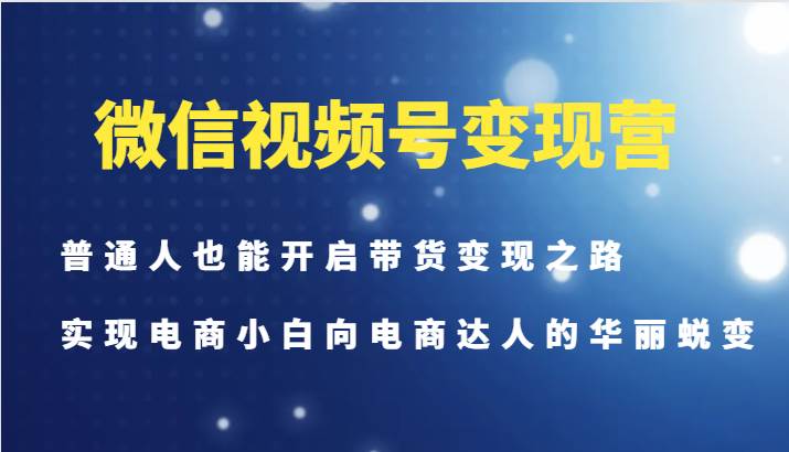 微信视频号变现营-普通人也能开启带货变现之路，实现电商小白向电商达人的华丽蜕变网赚项目-副业赚钱-互联网创业-资源整合南风学院