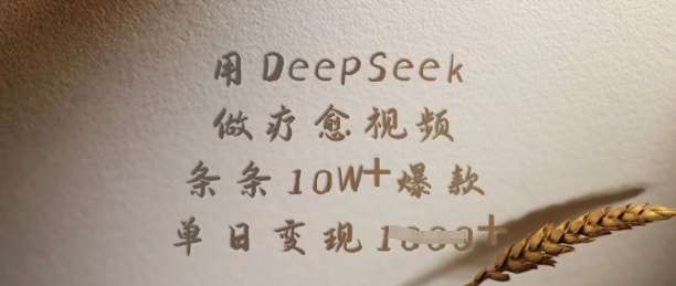 用DeepSeek做疗愈视频，条条10W+爆款，单日变现多张网赚项目-副业赚钱-互联网创业-资源整合南风学院