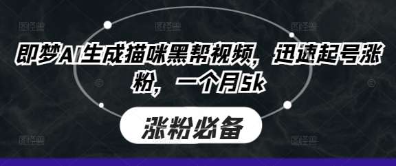 即梦AI生成猫咪黑帮视频，迅速起号涨粉，一个月5k网赚项目-副业赚钱-互联网创业-资源整合南风学院